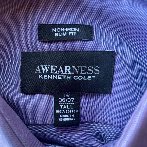 Kenneth Cole Awearness Men's Dress Shirt - blue Size 16 Slim Fit - Picture 8 of 8